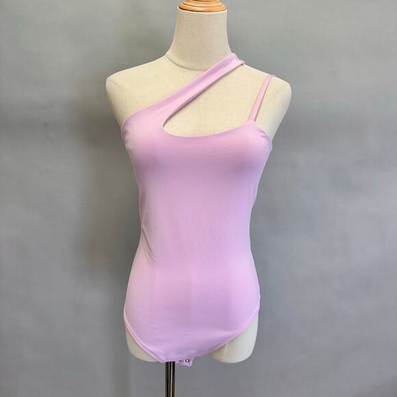 Abercrombie & Fitch pink cutout one shoulder seamless tank bodysuit size medium - Picture 14 of 14